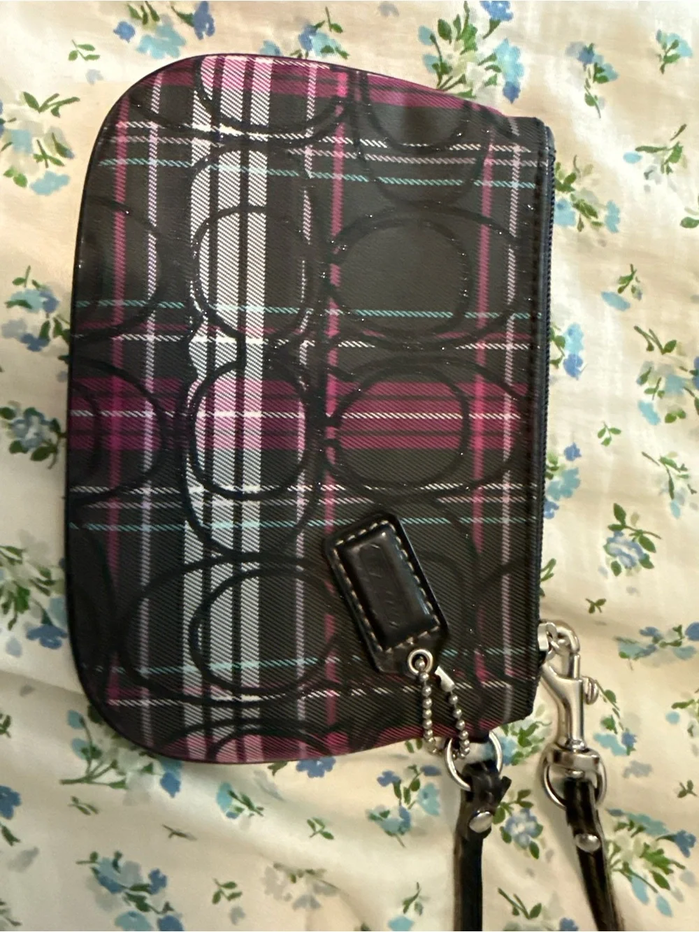 Coach Black & Pink Wristlet Pouch